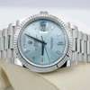 ROLEX DAY-DATE 40 PLATINUM ICE BLUE BAGUETTE DIAL thumb 0