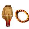 Womens Brown Ankara poncho with shamballa bracelet thumb 0
