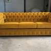 Latest yellow three seater chesterfield sofa set thumb 1