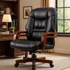 Office Chair: Brown Leather CEO High Back Office Chair thumb 2
