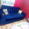 Blue Velvet Sofa with Cup Holders Plush Cushioning thumb 2