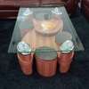 Glass Top Wooden Based Puff Coffee Table thumb 4