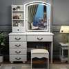 Dressing Table : White Vanity Dresser with Mirror and Stool thumb 2