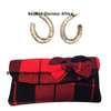 Womens Red Maasai clutch and loop earrings thumb 0