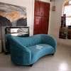 Modern blue two seater curved sofa set thumb 1
