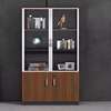 Cabinet : 2-Door Brown Half Glass Wooden Office Cabinet thumb 0