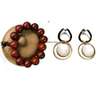 Red wooden shamballa bracelet with earrings thumb 0