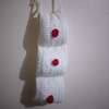 Handmade Crochet Tissu Holder White with Red Buttons thumb 3