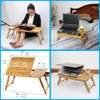 Foldable Bamboo laptop Table with double Fans and a drawer thumb 2