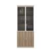 Cabinet : 2-Door Brown Half Glass Wooden Office Cabinet thumb 2