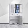 2-Door Metal Filing Cabinet with Lock and Glass Panels thumb 2