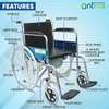 Foldable Commode Wheelchair, U-Cut Commode Cushioned Seat thumb 2