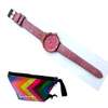 Womens Pink leather watch with pouch thumb 0