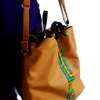 Womens Brown Leather handbag with ankara pouch thumb 1