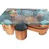Glass Top Wooden Based Puff Coffee Table thumb 8