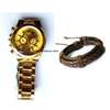 Unisex Gold Tone Watch and brown leather bracelet thumb 2