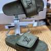 Gray Velcro Louis Vuitton Leather Unisex Slides thumb 0