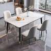 4 Seater White Marble Top Home Dining Chairs and Table thumb 1