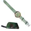 Womes Green glittery leather watch with pouch thumb 0