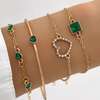 4pc Inlaid Green Gemstone Bracelet Jewelry Set thumb 0