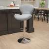 Barstool: Fabric Upholstered Swivel Barstool, Sleek Finish thumb 0
