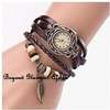 Womens Brown Leather watch with pearl necklace combo thumb 1
