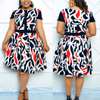 Red print multicolored skater dress thumb 1