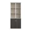 Cabinet : 2-Door Brown Half Glass Wooden Office Cabinet thumb 1