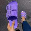 Anti Skid Double Buckle Rubber Flat Sandals Women Purple thumb 0