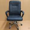 Office chair: Black swivel ergonomic leather seat thumb 0