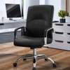Office Chair: Leather Swivel Office Chair In Black thumb 2