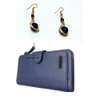 Womens Blue leather wallet and earrings thumb 0