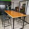 Modern Industrial Dining Table Set with 4 Cushioned Stools thumb 0