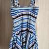 Swim Suit in Blue Stripped with  Flared Skirt thumb 1