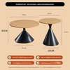 2 Pcs Brown Wooden Tops Living Home Coffee Table Set thumb 5