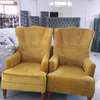 Modern yellow one seater wingback chair thumb 0