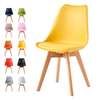 Leather Padded Eames Wooden Base Dining Chair thumb 2