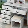 Dressing Table : White Vanity Dresser with Mirror and Stool thumb 3