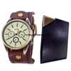 Mens Brown leather watch and black cardholder thumb 3