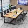 Brown Wooden Rectangular Metal Framed Conference Table thumb 7