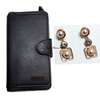 Womens Black Leather wallet + earrings thumb 4