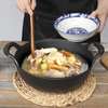 Pre-seasoned Pure Cast Iron Flat Bottom Wok with Wooden Lid thumb 1
