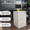 Solid Wood Mobile Desk Cabinet with 3 Drawers and Lock thumb 4
