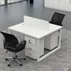 Office Desk: White Modular Two Seater Workstation thumb 0