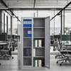 Contemporary Steel Office Cabinet with Glass Doors thumb 3