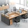 Office Desk: Brown 4-Way Modular Office Workstation thumb 4