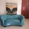 Modern blue two seater curved sofa set thumb 3