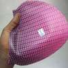 Pink stripes blue swimming cap Silicone Elastic thumb 3