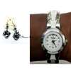 Womens Silver tone watch with grey earrings thumb 0