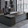 Modern Office Desk Dark Wood with Storage Cabinet thumb 0
